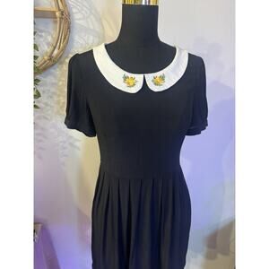 Current Mood Black Dress White Embroidered Collar Whimsygoth Coquette Dolls Kill